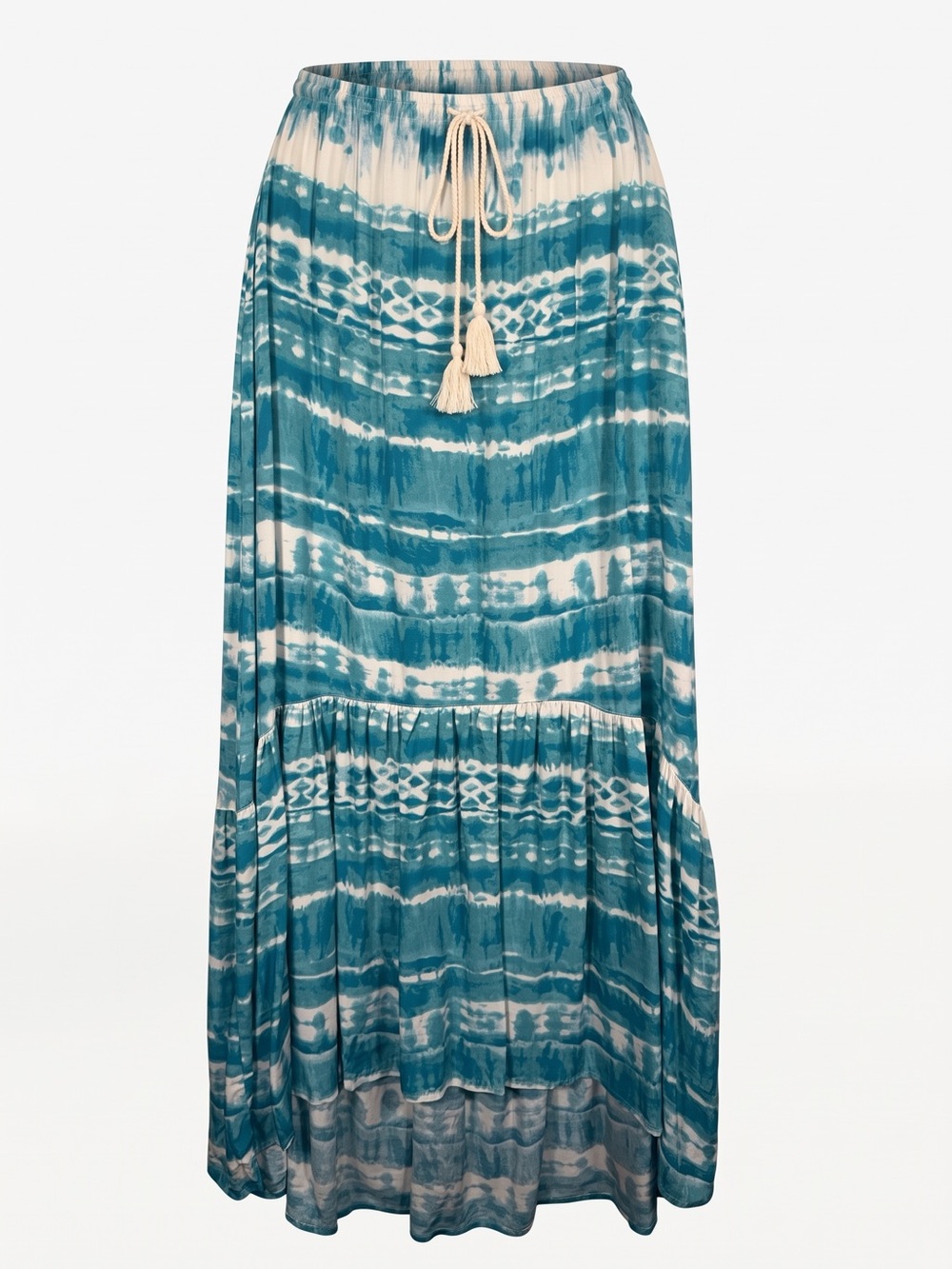 lovestitch Teal and Cream Tie-Dye Maxi Skirt